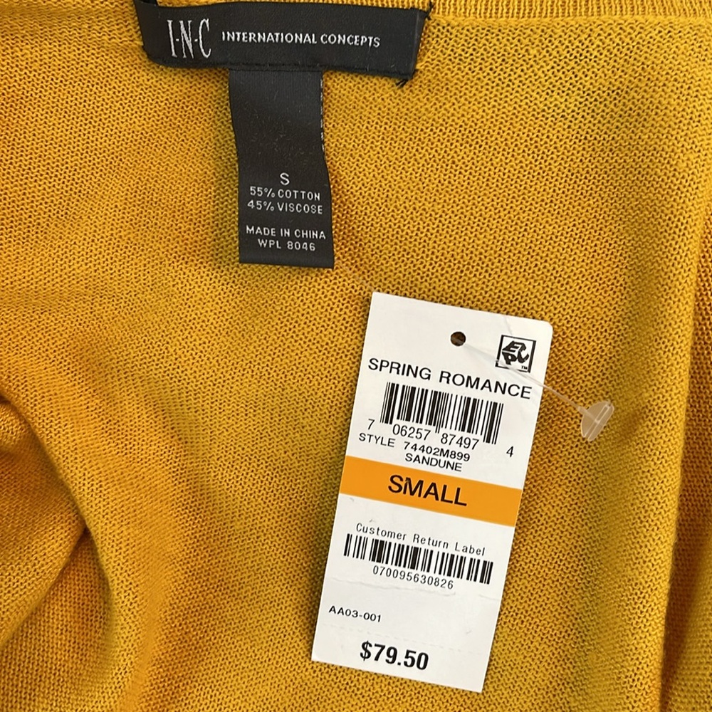 INC GOLD RUFFLE DETAIL CROPPED SWEATER - Picture 7 of 7